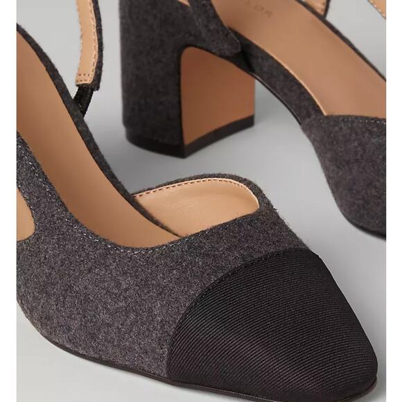 Ann Taylor Flannel Cap Toe Block Heel Slingback Pumps - 8 - Picture 5 of 5